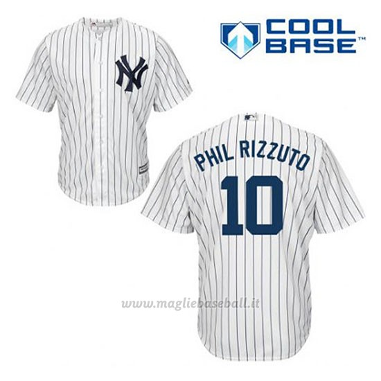 Maglia Baseball Uomo New York Yankees Phil Rizzuto 10 Bianco 1ªCool Base